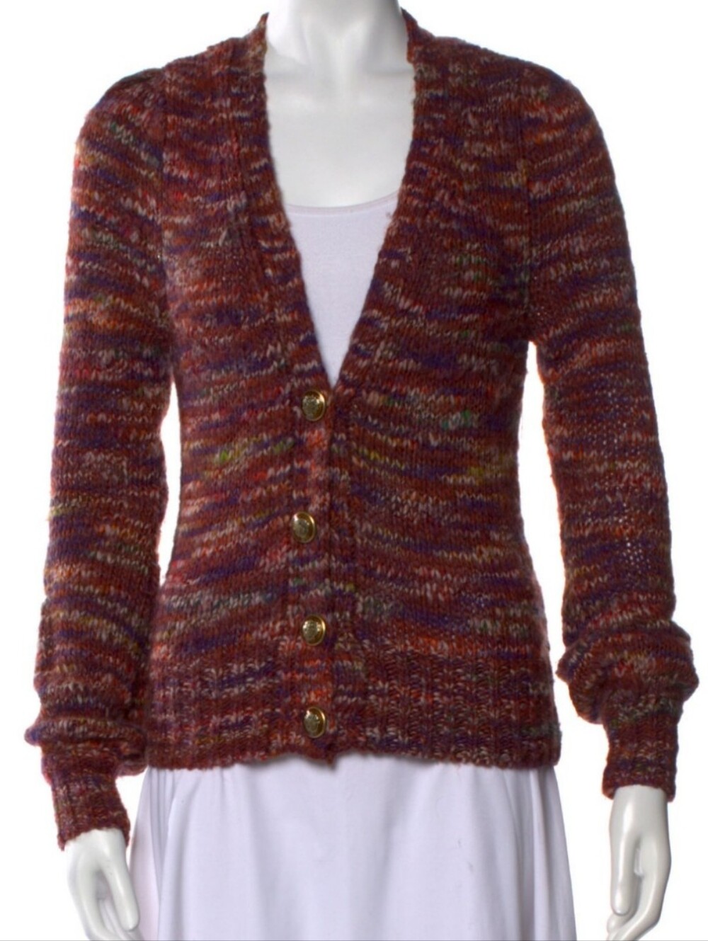 Veronica Beard Amosa Knit Puff-Sleeve Wool Blend Cardigan Sweater Womens XS Boho
